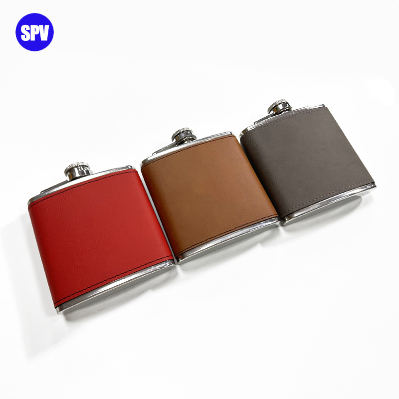 Hote Selling Laser Engraving Blanks Stainless Steel Hip Flask with Laserable Leatherette