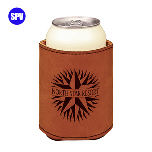 New Arrival Rawhide/Black Laser Leatherette Blanks Beverage Holder Leather Can Cooler