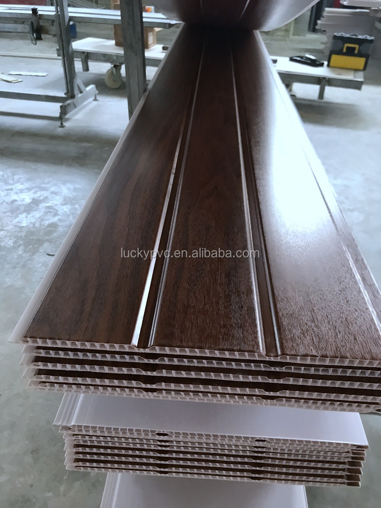 Laminated pvc wall panel with wood texture embossing