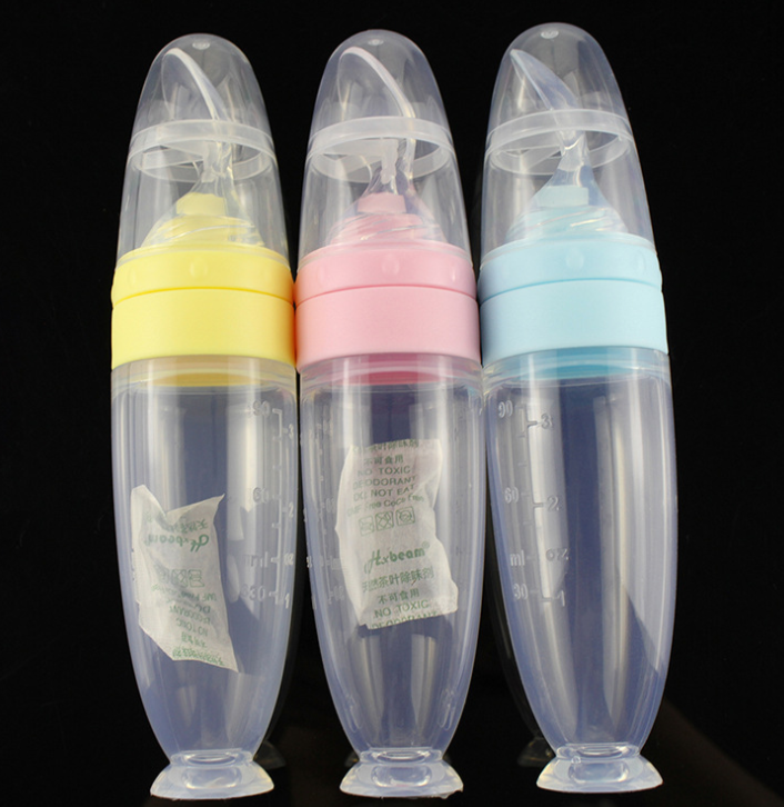 100% Food grade new design 7 pcs feeding gift bottle set with spoon clear silicone baby feeding bottle