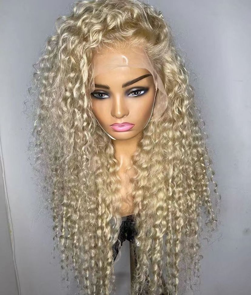 613 Blonde Colored Wigs 13x6 Lace Frontal Closure Wigs Human Hair Pre Plucked Peruvian Raw Virgin Hair Glueless Lace Curly Wigs