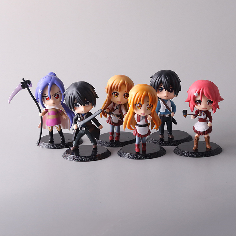 Cartoons Ornaments Toys Kirigaya Kazuto Yuuki Asuna Figures Set Sword Art Online Anime Action Figures