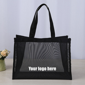 Custom Logo large market grocery shopper gift beach net nylon mesh shopping tote bag