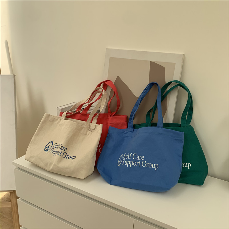 Eco protection large capacity can be customized logo cotton canvas bag simple commute to work shopping single shoulder tote bag