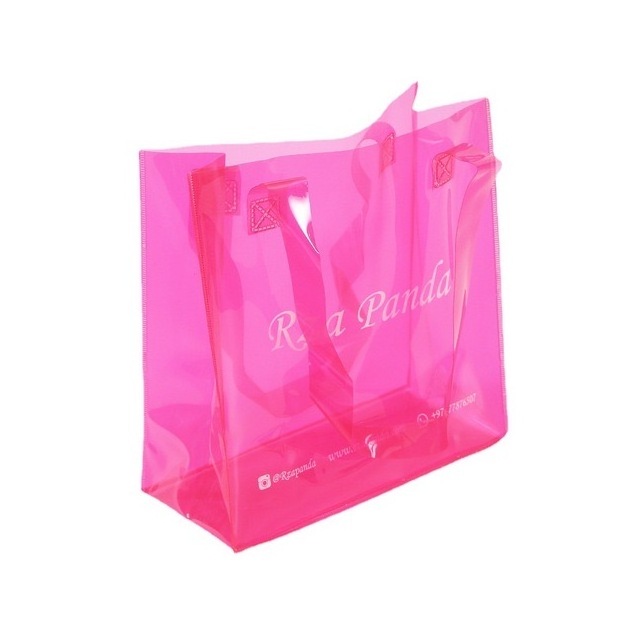 Custom Logo Print Laser Holographic PVC Beach Candy Color PINK Neon Shopping Beach Tote Bag