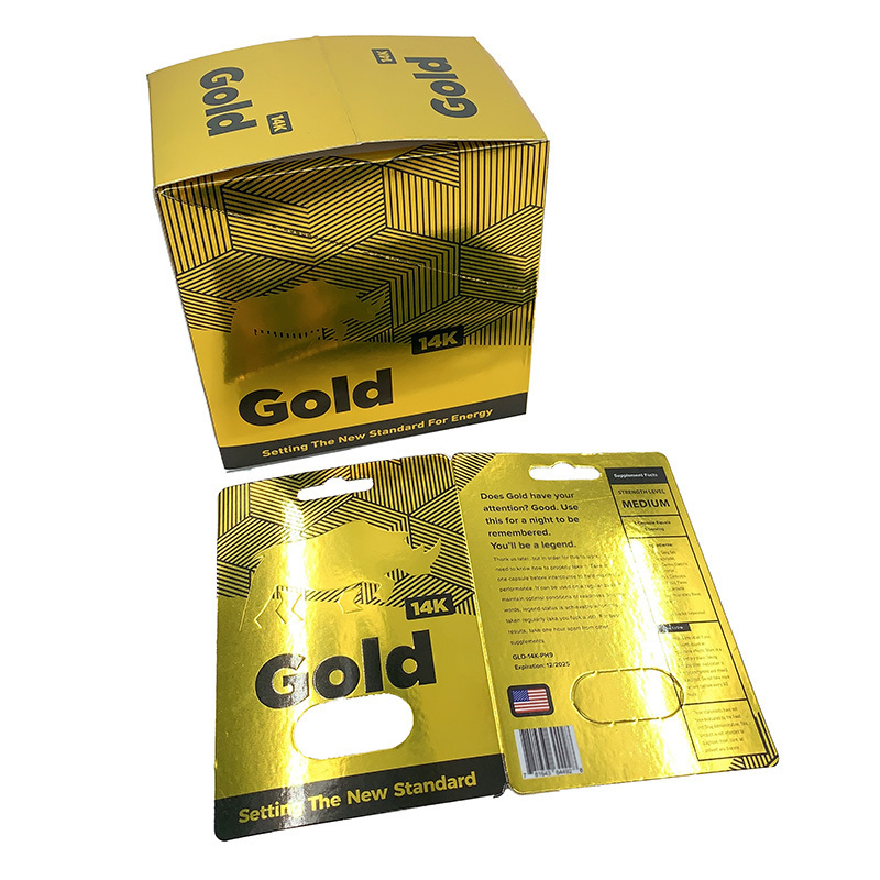 Low Price Glod Rhino 14K Fast Acting Capsules Bottle Male Enhancement  No Pills Blister Card Display Box Packaging