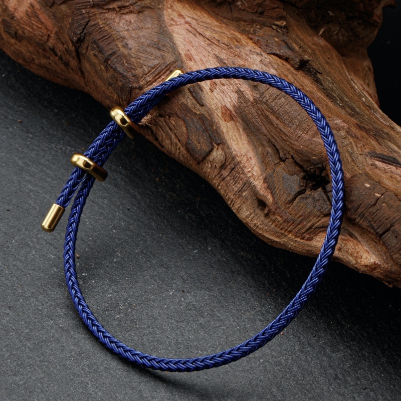 Navy Blue Stainless Steel Wire Rope 8-character Buckle  Bracelet  Adjustable Charm Bracelet