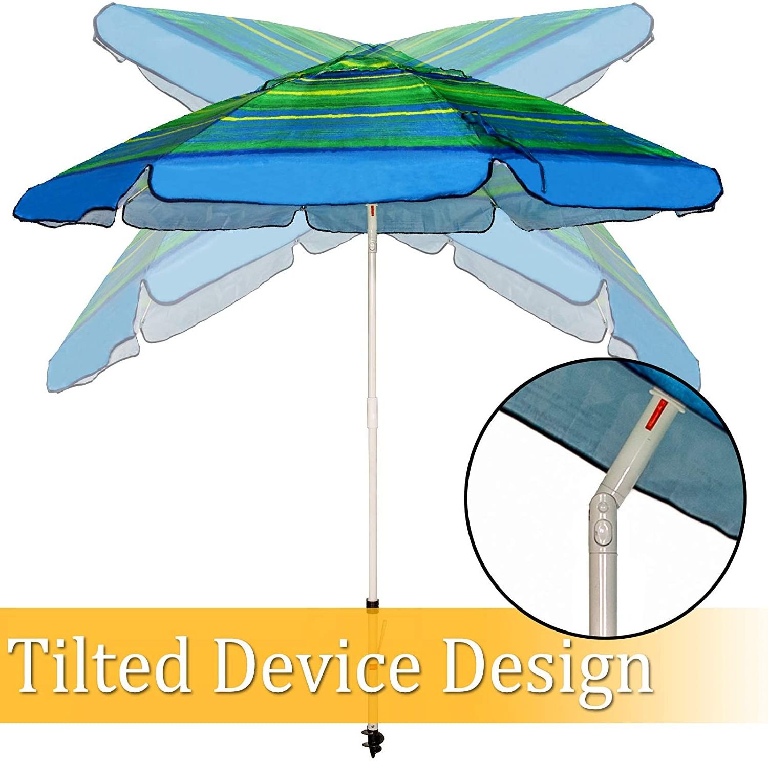 NOWENSOL 7ft Beach Windproof Portable Patio Umbrella for Garden with Sand Anchor & Push Button Tilt and Carry Bag