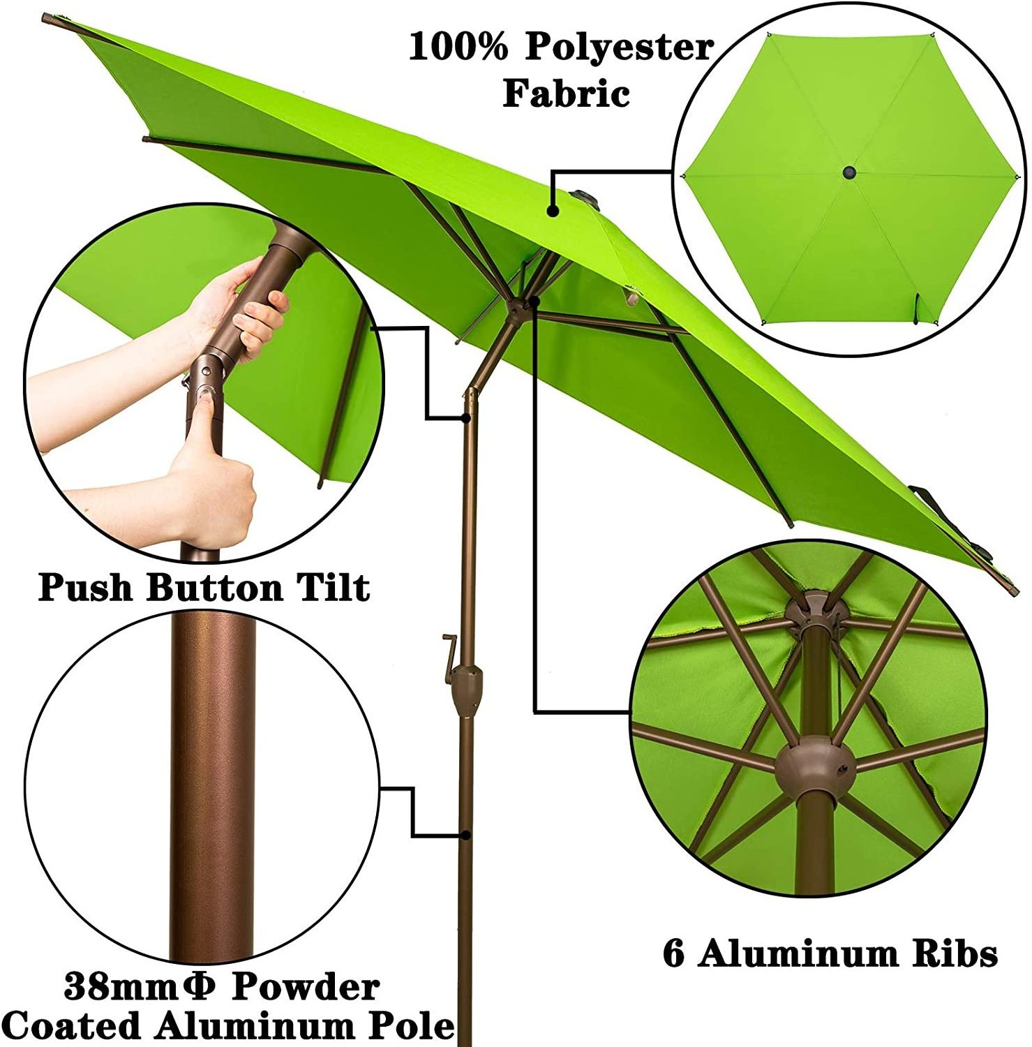 NOWENSOL 9ft Patio Outdoor Table Market Umbrella with Push Button Tilt & Crank for Garden / Lawn / Deck / Backyard & Pool