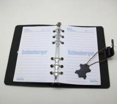 Custom Personalized Black PU or Real leather daily planner 6 ring binder with paper filler