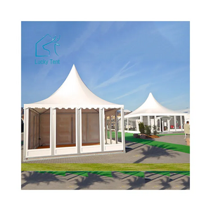 Outdoor Waterproof Gazebo 6X6M Event Pagoda Tent With Glass Panels And Ceiling Lining