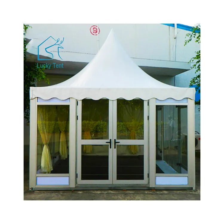 Outdoor Waterproof Gazebo 6X6M Event Pagoda Tent With Glass Panels And Ceiling Lining