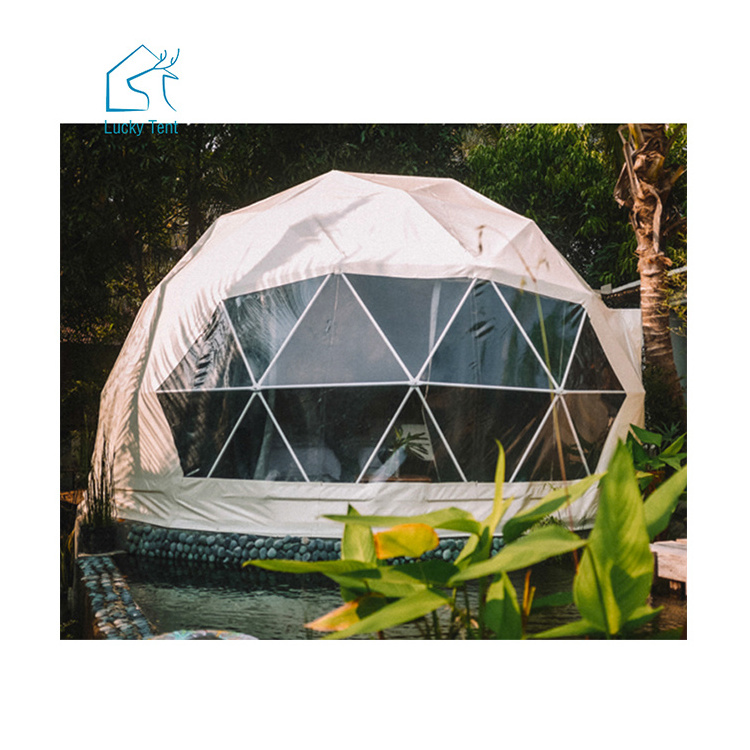 Outdoor waterproof geodesic hotel dome house tent luxury tourist camping tents with stove for sale factory prices