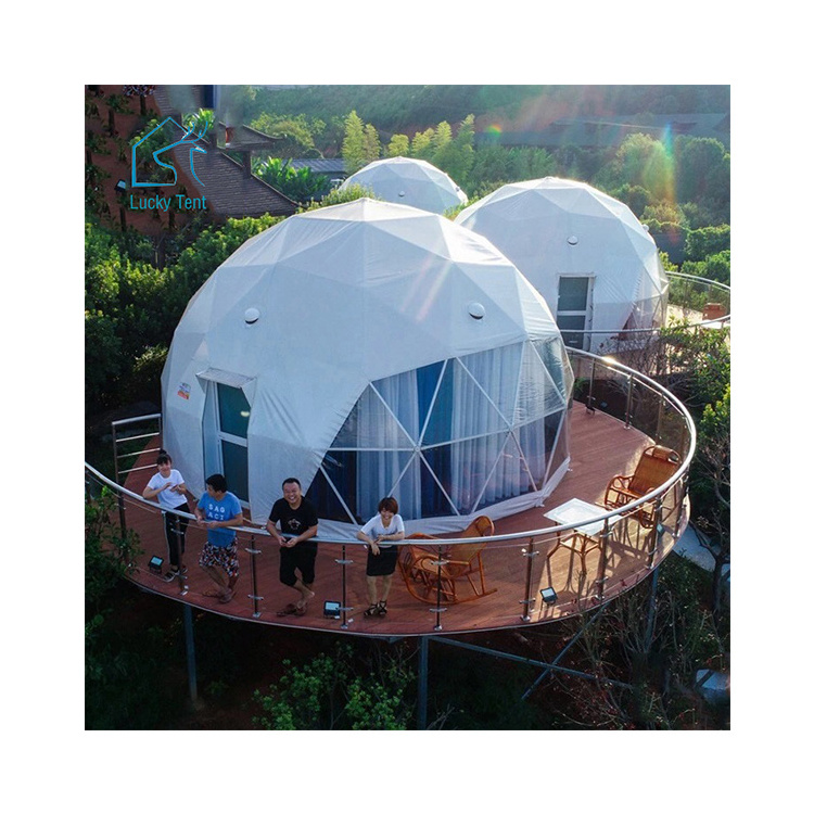 Outdoor waterproof geodesic hotel dome house tent luxury tourist camping tents with stove for sale factory prices