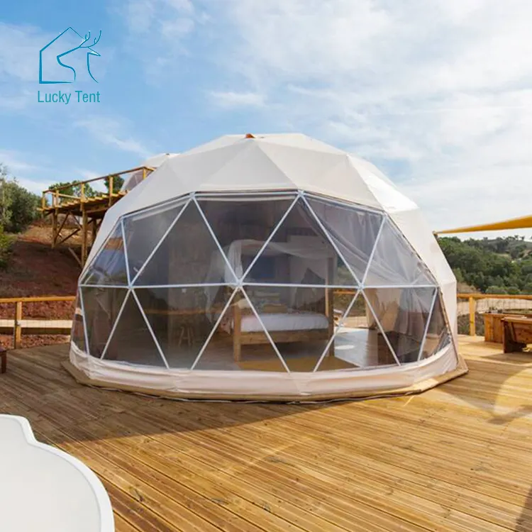 7m Diameter Outdoor Igloo House Glamping Hotel Geodesic Dome Tent Kit With Bathroom