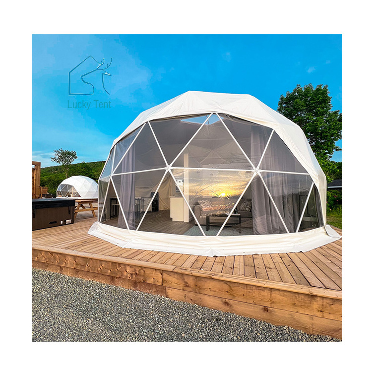 Transparent Garden Igloo 6M Glamping Geodesic Dome Tent With Glass Door