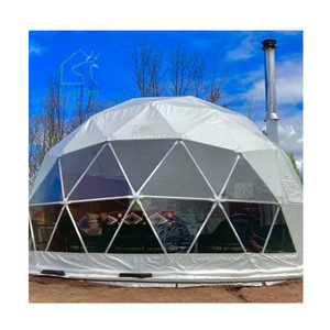 Transparent Garden Igloo 6M Glamping Geodesic Dome Tent With Glass Door