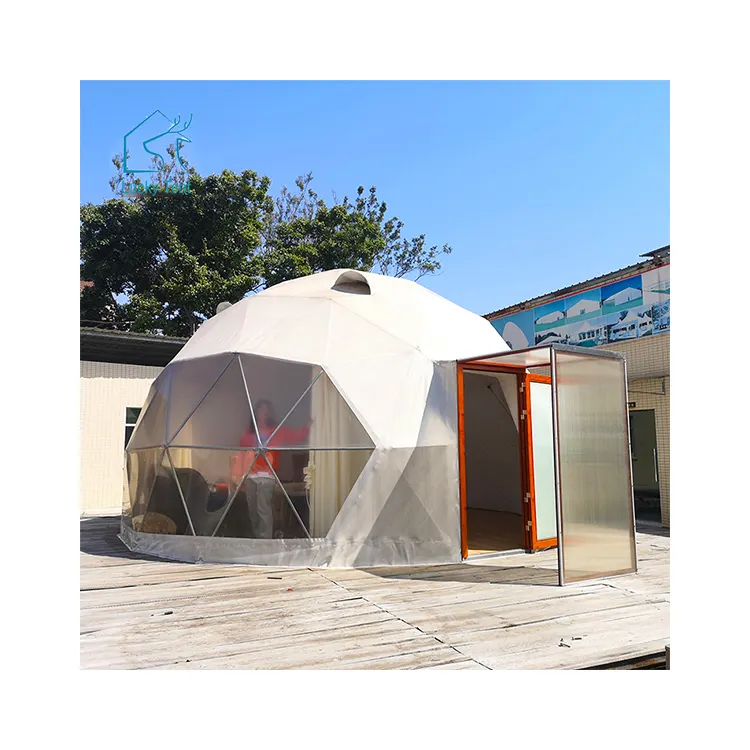 7m Diameter Outdoor Igloo House Glamping Hotel Geodesic Dome Tent Kit With Bathroom