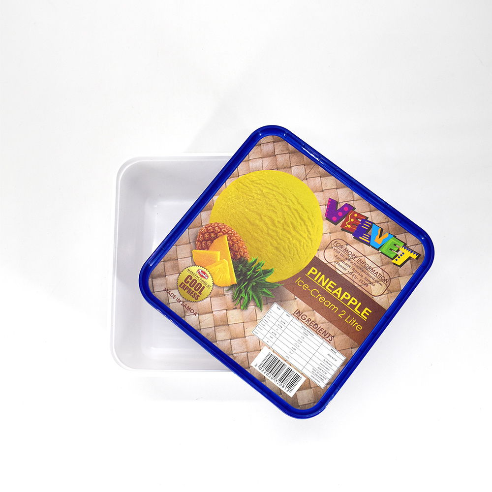 1L/ 2L/ 3L/ 5L custom square shape plastic container ice cream tub with lid for food and beverage