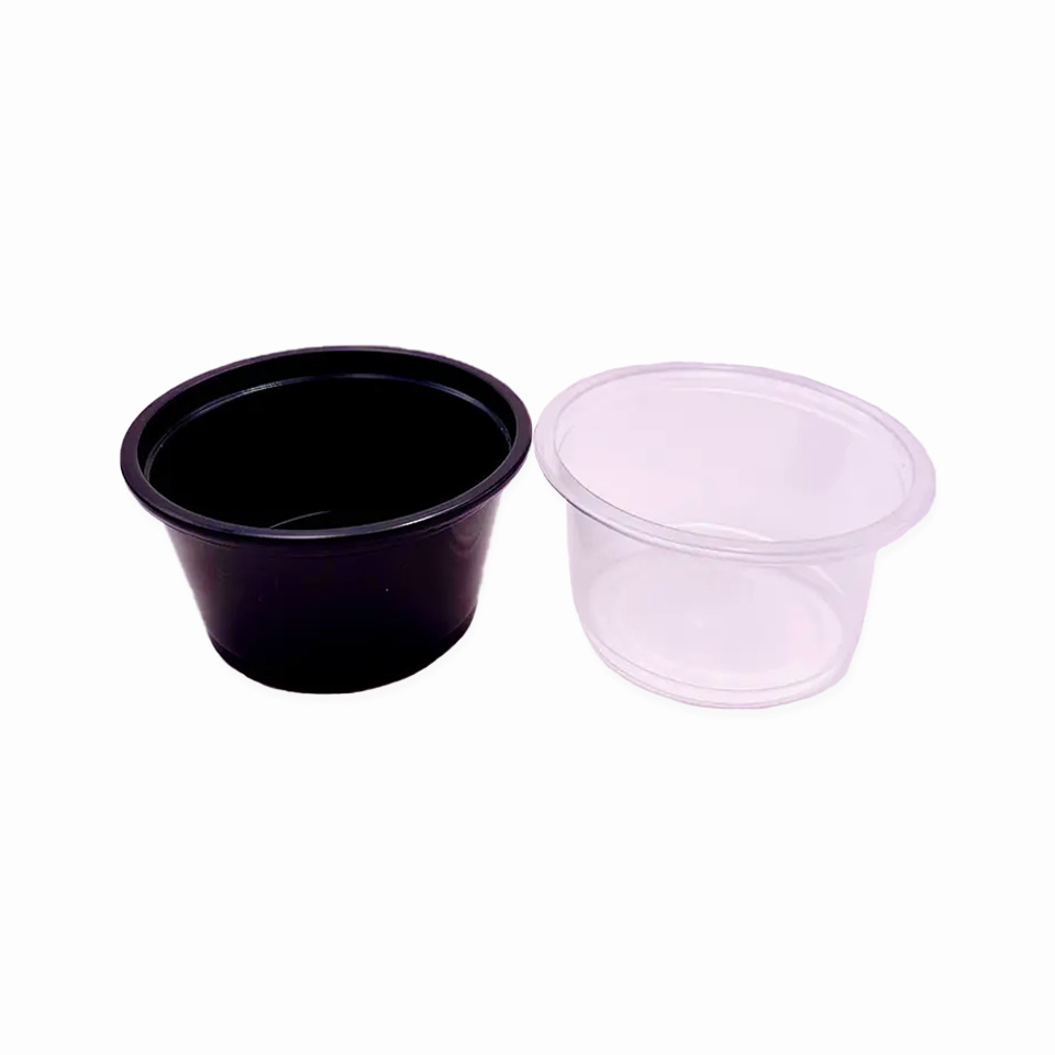 Custom Round Dipping Sauce Packaking Container Plastic Food Sauce Cups With Clear Lids