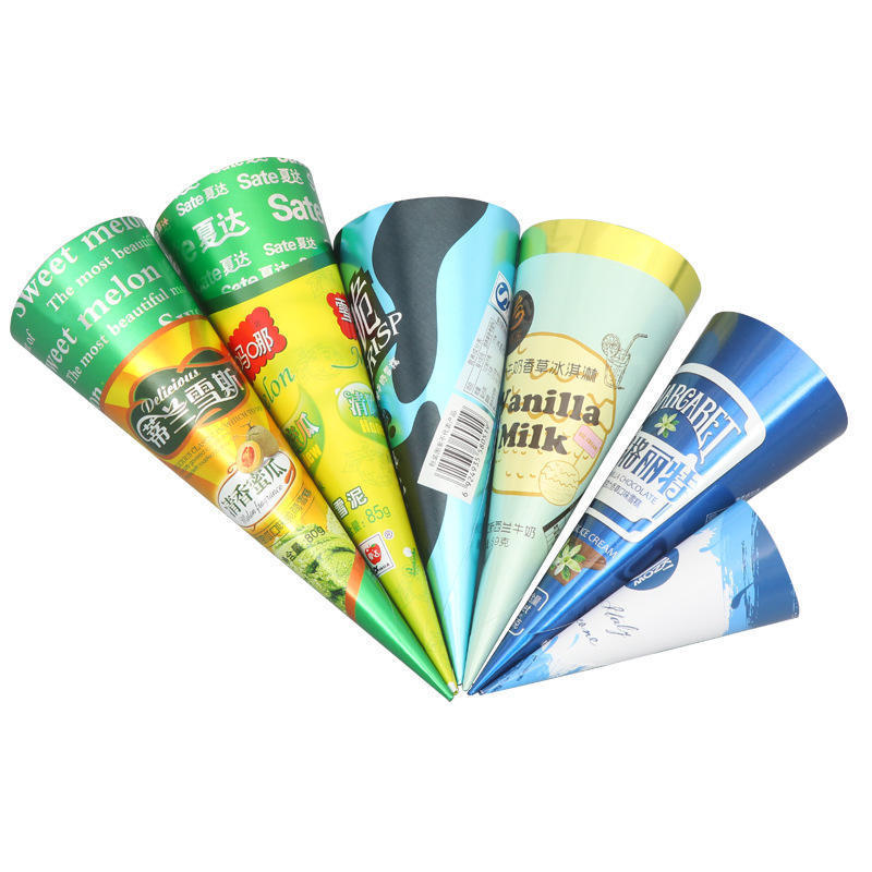 Lucky Time Aluminum foil coated paper packaging ice cream cone sleeve