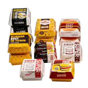 Luckytime Wholesale custom logo printed Recycled Take Away French Fries Paper Boxes Fast Food Hamburger Packaging