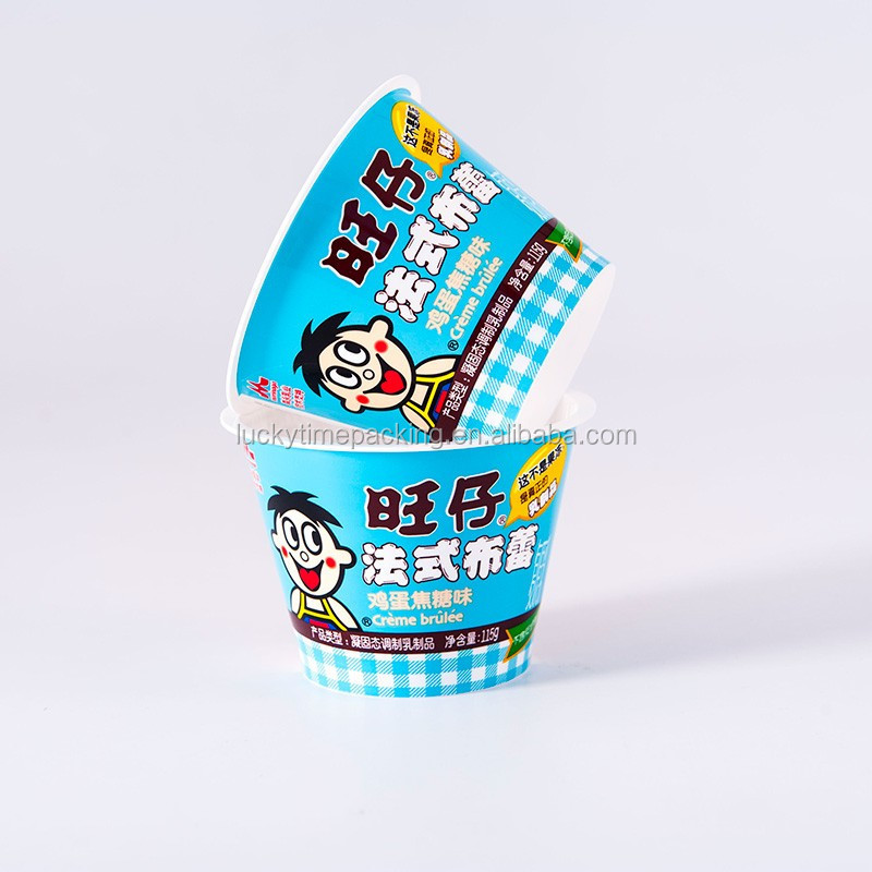 Luckytime Personalized eco-friendly PP plastic  ice cream/yogurt pudding cup lid and spoon