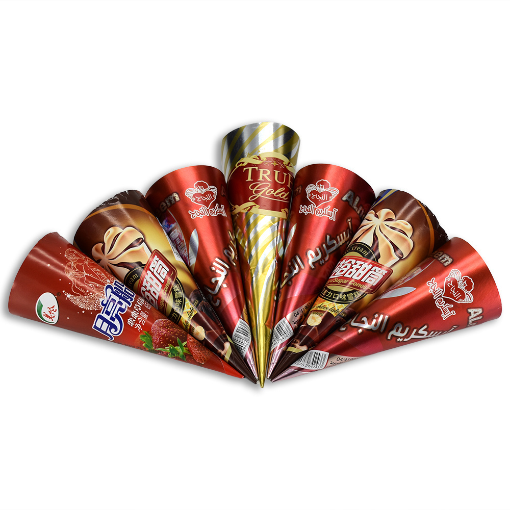 Lucky Time Aluminum foil coated paper packaging ice cream cone sleeve