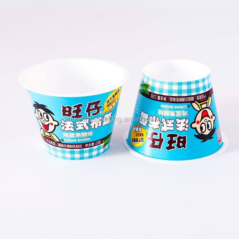 Luckytime Personalized eco-friendly PP plastic  ice cream/yogurt pudding cup lid and spoon