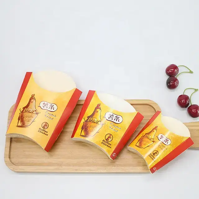 Luckytime Wholesale custom logo printed Recycled Take Away French Fries Paper Boxes Fast Food Hamburger Packaging