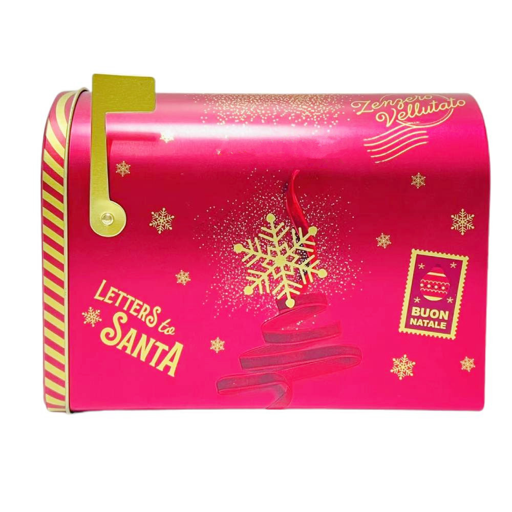 Factory Custom Metal Mailbox Packaging Christmas Cookies Tin Food Grade Tin Cans With Lid Hinged