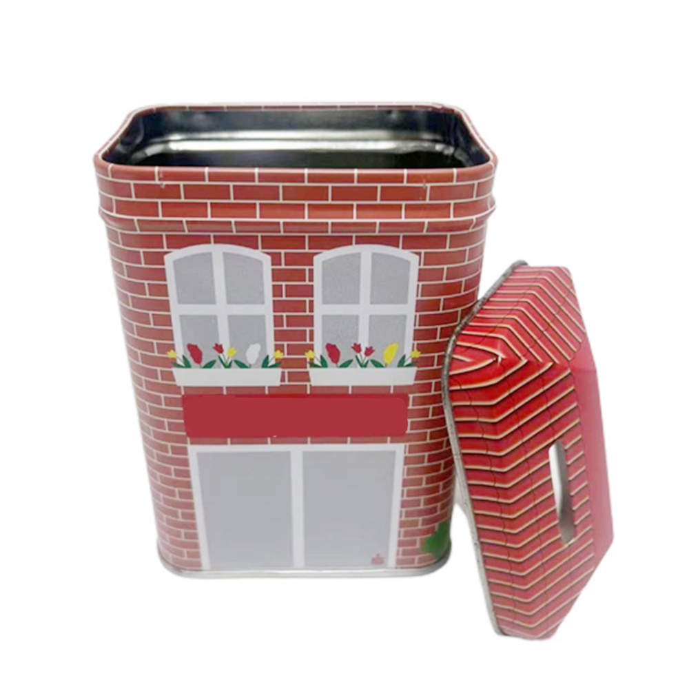 Factory Custom Tinplate Box Metal Can Coin Bank House Shaped Money Saving Tin Box For Child