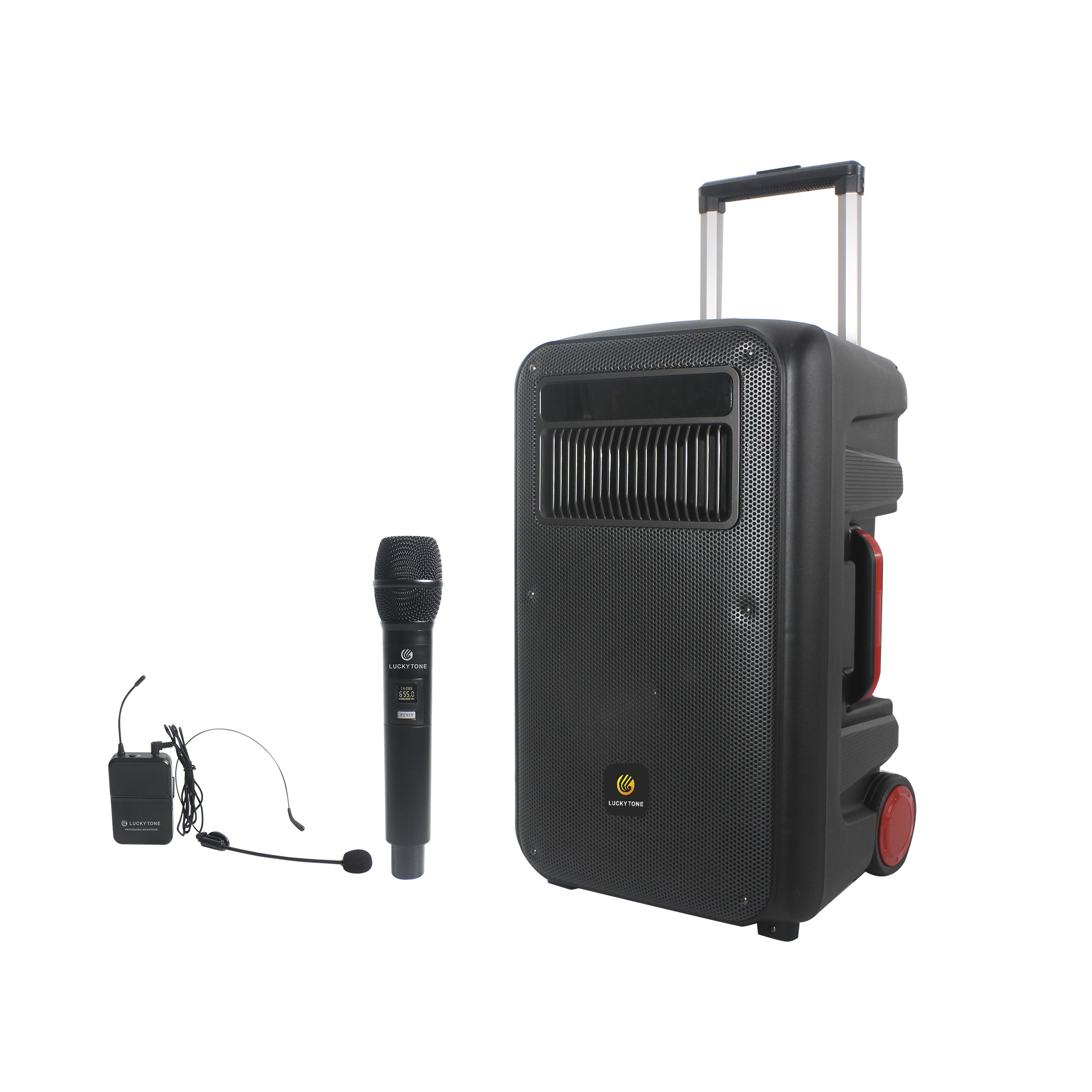 T 12 Inch Bluetooth BActivos De 12 Cornetas Portatil Spiker Trolley Speaker With 1 Handheld Microphone 1 bodypack Mic