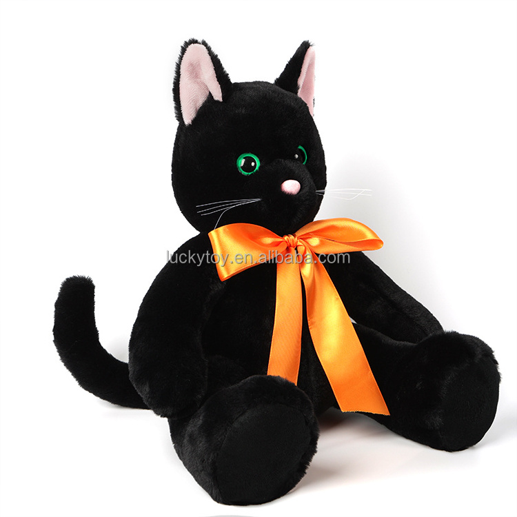 soft custom halloween cat plush toy doll manufacturer no minimum lifelike plush cats black realistic cat plush animal pillow