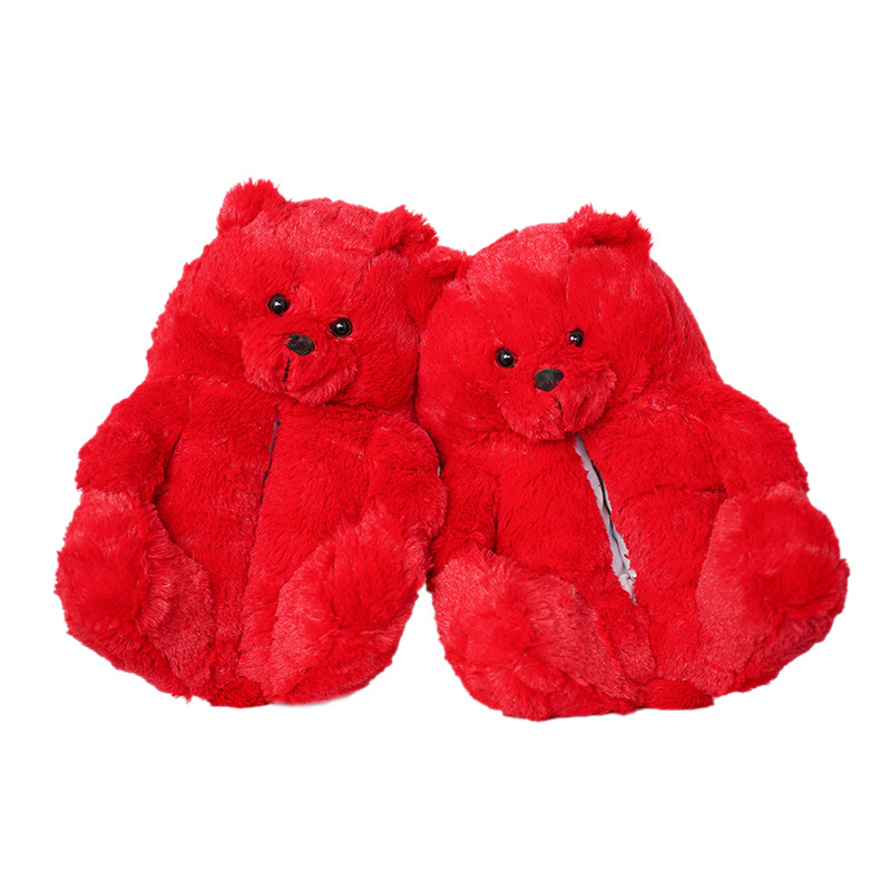 teddy bear slippers with bag winter kids teddy bear plush slippers and pink bag set for women girls kids