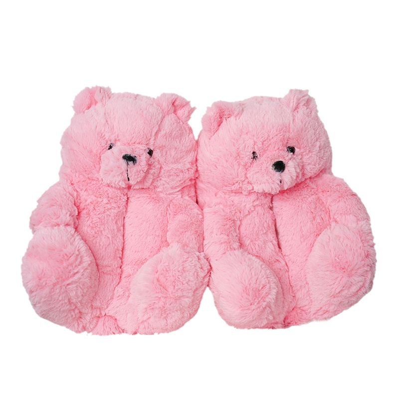 teddy bear slippers with bag winter kids teddy bear plush slippers and pink bag set for women girls kids