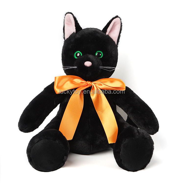 soft custom halloween cat plush toy doll manufacturer no minimum lifelike plush cats black realistic cat plush animal pillow