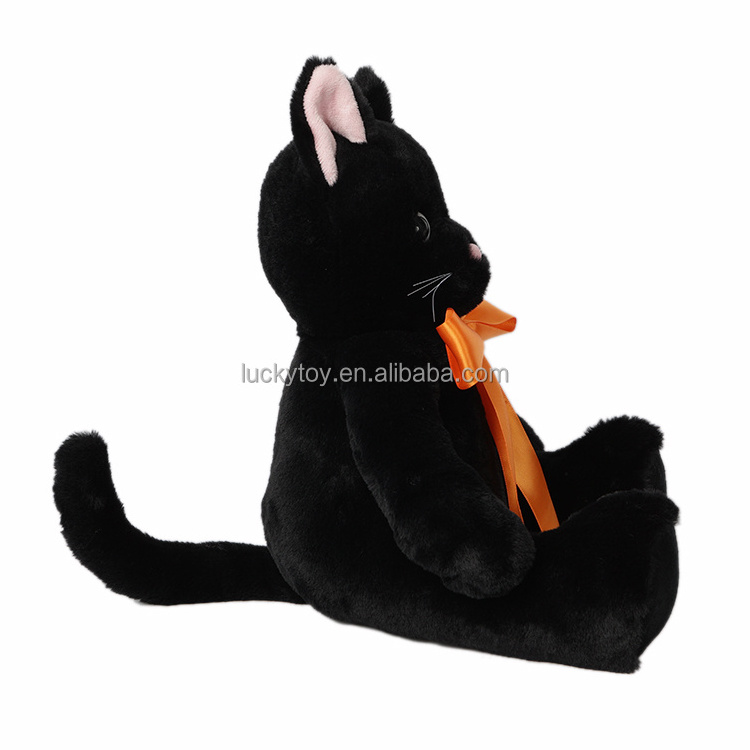 soft custom halloween cat plush toy doll manufacturer no minimum lifelike plush cats black realistic cat plush animal pillow