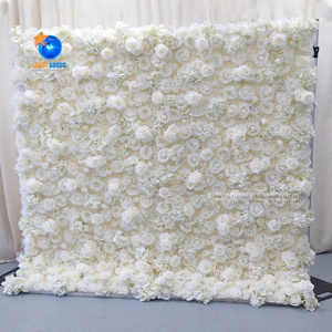 LFB1092 Cream White 3D Flower Wall With Butterfly Orchid Roll Up Floral Wall For Wedding Backdrop