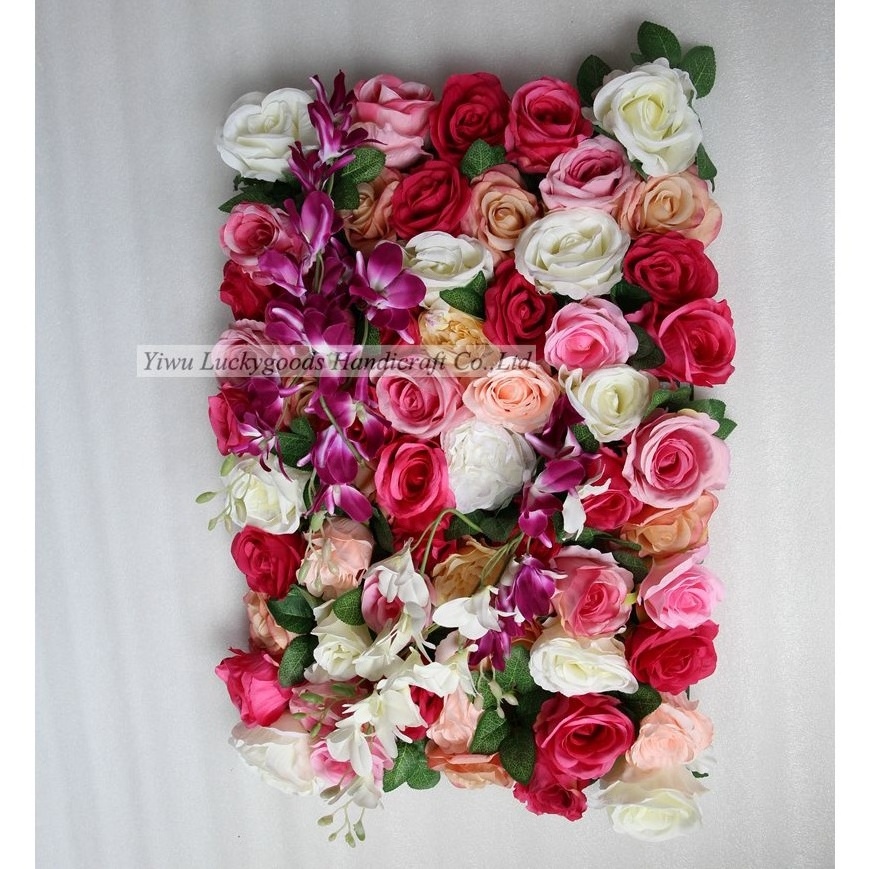 LFB1319 Luckygoods Customized 8 x 8ft Artificial Rose Floral Wall Backdrop Rolling up Flower Wall Wedding Decoration Wholesale