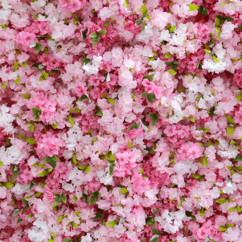 LFB2271 Wholesale Pink Cherry Blossom Artificial Flower Wall Panel for Wedding Backdrop Decoration