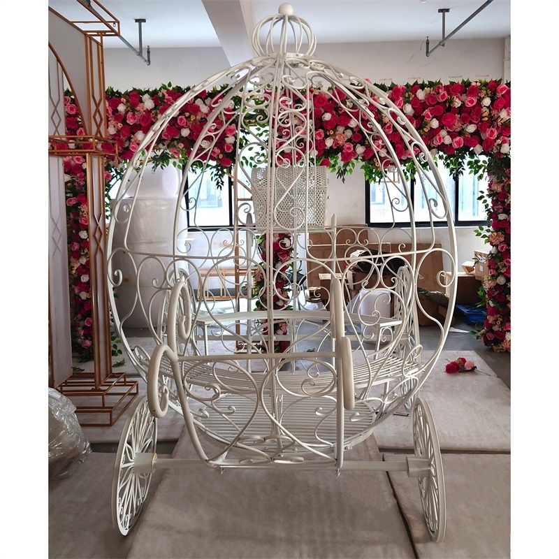 LDJ429 factory supply bulk large metal horse carriage pumpkin carriage for event decorations