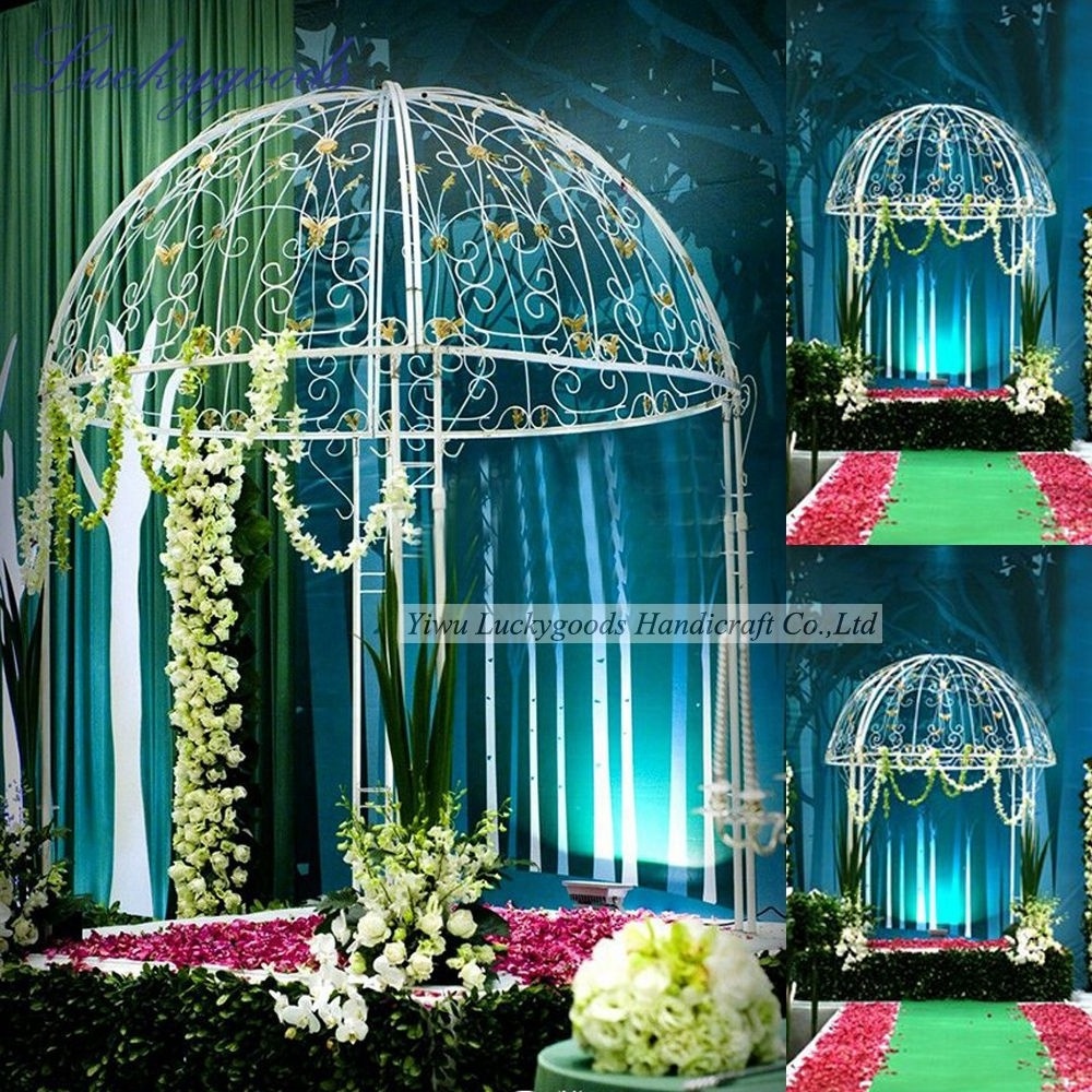 LDJ450 popular selling white decor metal roman wedding gazebo with round dome