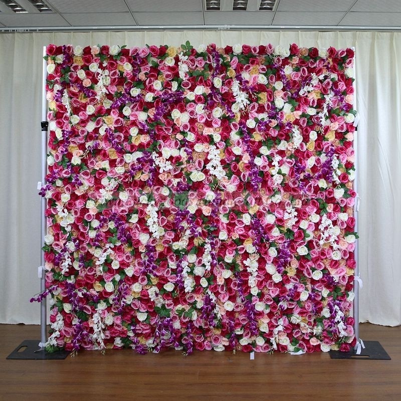 LFB1319 Luckygoods Customized 8 x 8ft Artificial Rose Floral Wall Backdrop Rolling up Flower Wall Wedding Decoration Wholesale