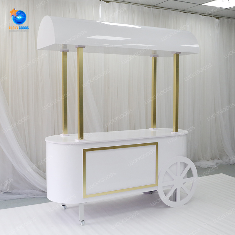 BJ210511 Hot Sale White Wedding Party Cinderella Carriage Special Design Acrylic Cake Cart Wedding Decoration