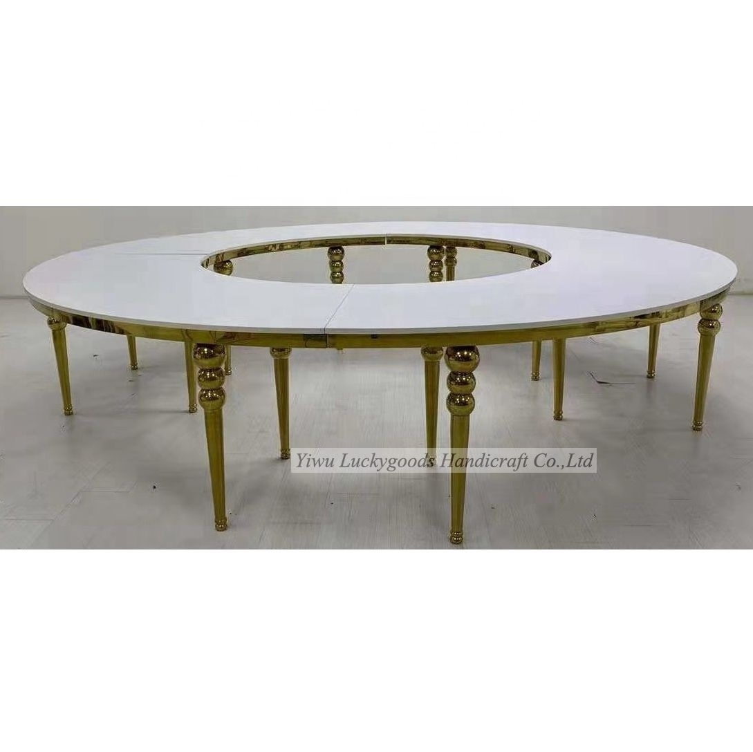 CZ210511-9  2021 Latest Half Moon Stainless steel MDF top Serpentine Shape Wedding Table