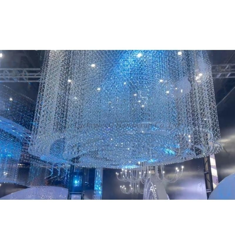 LT230221 New Arrival Beads Curtain Rose Crystal Beads Chandelier for Wedding Party Ceiling Centerpiece Decoration