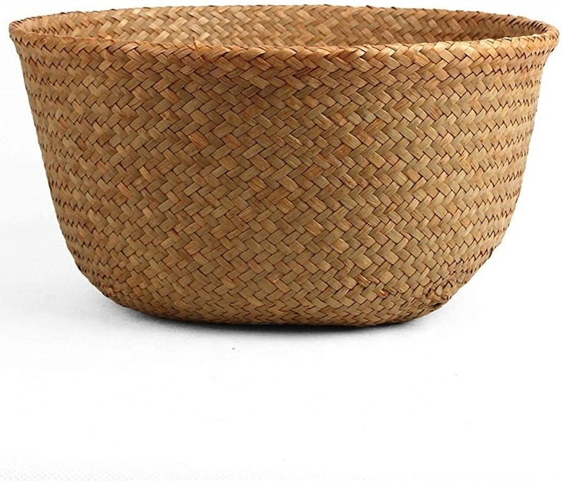 Hot Selling Home Decoration Plant Flower Storage Baskets Handicraft Handwoven Seagrass Belly Basket