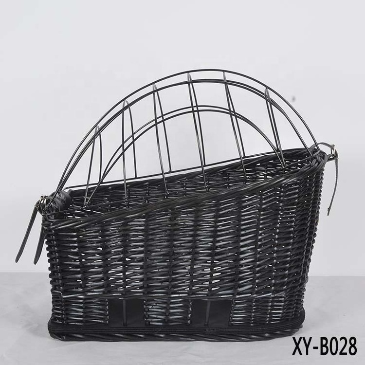 Hot sale Wholesale wicker woven delicate front bike bicycle basket for dogs pets