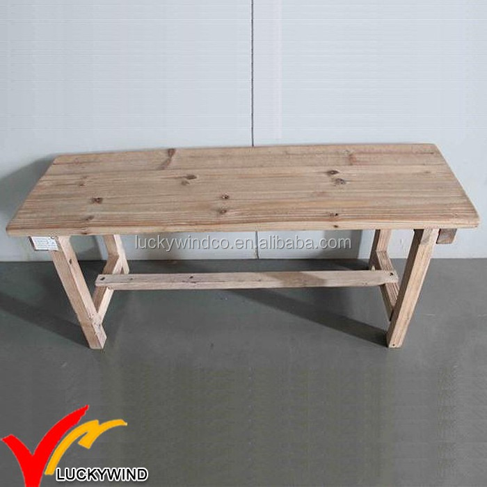 Vintage Distressed Rustic Natural Wood Bench